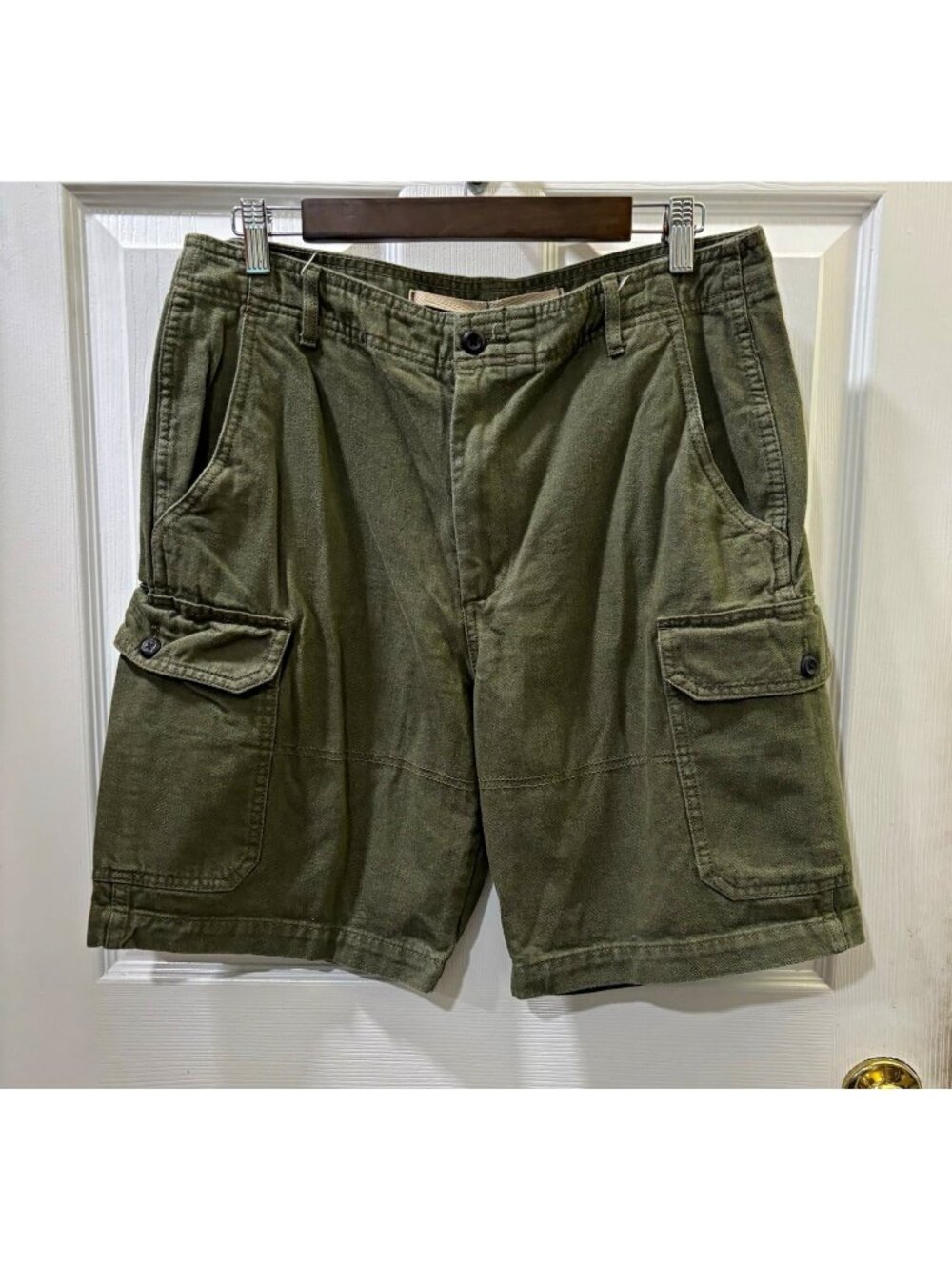 Banana Republic Men Green Cargo y2k baggy Shorts green Cotton Twill size 32